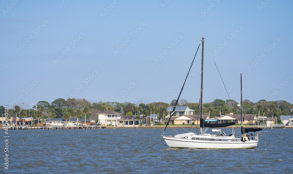 Sailboat in the waters of St Augustine FL USA