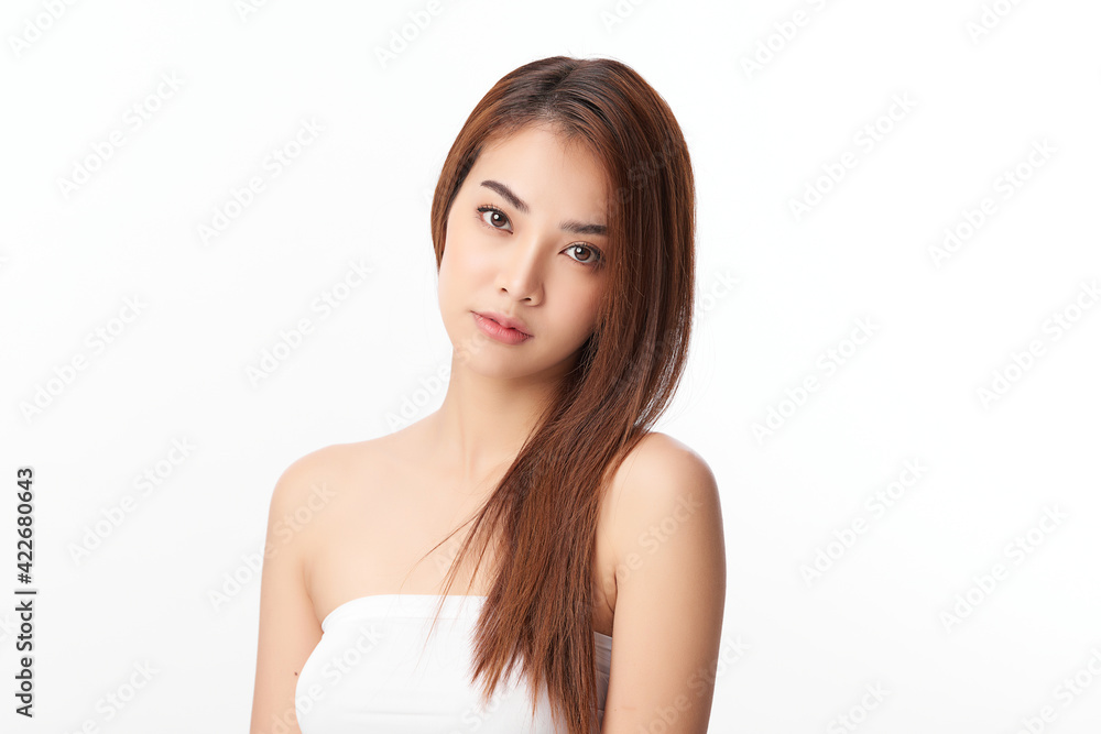 Beautiful young asian woman with clean fresh skin on white background, Face care, Facial treatment, Cosmetology, beauty and spa, Asian women portrait Beautiful young asian woman with clean fresh skin on white background, Face care, Facial treatment, Cosmetology, beauty and spa, Asian women portrait