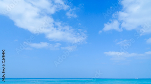 Summer landscape with clear blue sea, big blue sky and clouds [Okinawa]