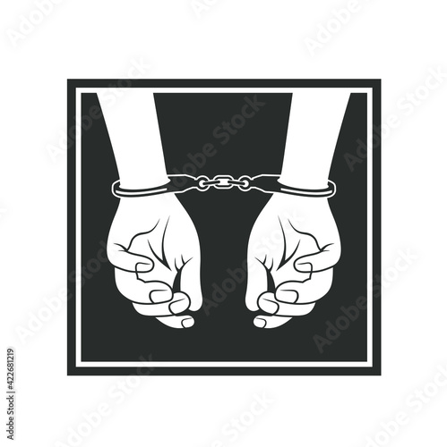 handcuffed illustration, the hands of the perpetrator of the crime.