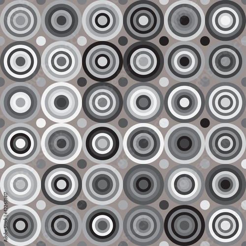 Circles seamless pattern. Abstract geometric background. Gray background.