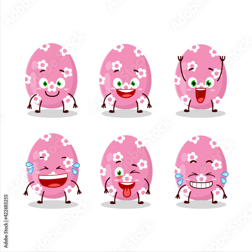 Cartoon character of pink easter egg with smile expression
