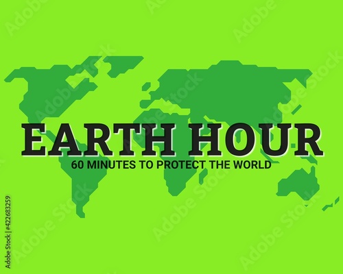 Earth Hour campaign. An illustration of world globe with earth hour information.