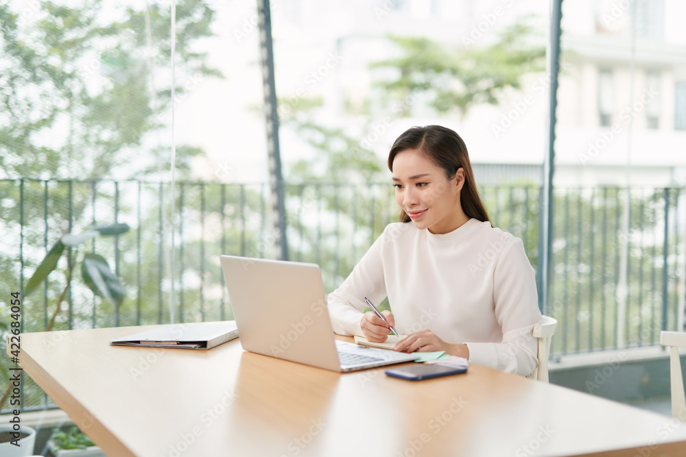 Beautiful business woman using a laptop computer Beautiful business woman using a laptop computer