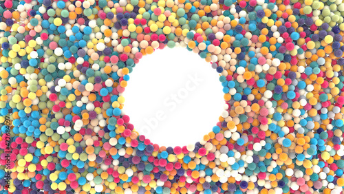 Abstract decorative background with place for text surrounded by tiny spheres