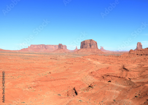 Mitten and Merrick Butte in the distance, Monument Valley, Arizona
