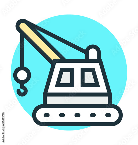 Industrial Crane Colored Vector Icon 