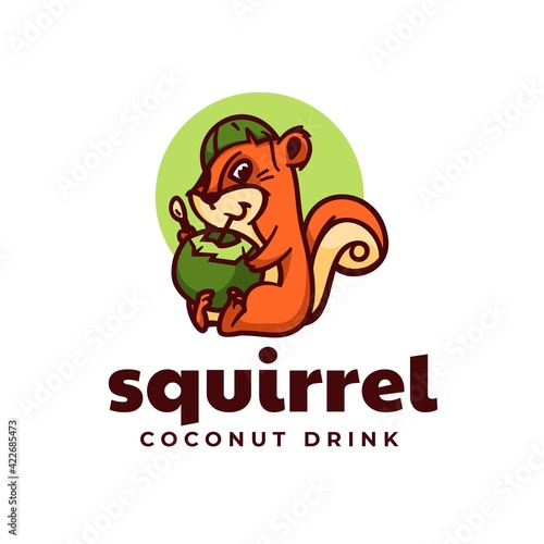 Vector Logo Illustration Squirrel Mascot Cartoon Style.