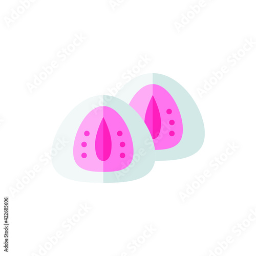 Daifuku Mochi Flat Icon Logo Illustration Vector Isolated. Japanese Food and Restaurant Icon-Set. Suitable for Web Design, Logo, App, and Upscale Your Business.