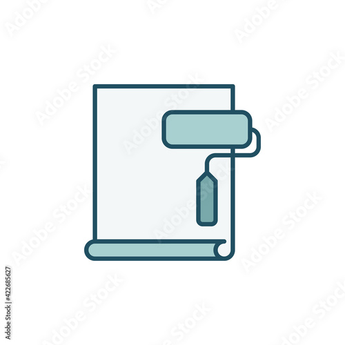 Paint Roller with Wallpaper vector concept colored icon
