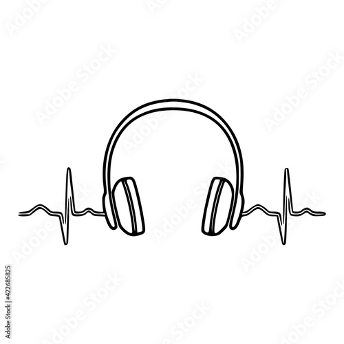 Headphones vector icon background. Web design icon. Headphones icon minimalist design. Headphones for music 