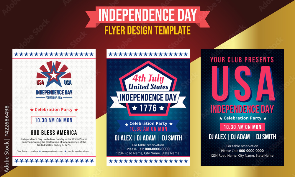 United states of america independence day. USA Independence day design template for independence day.  4th july Happy independence day flyer design template