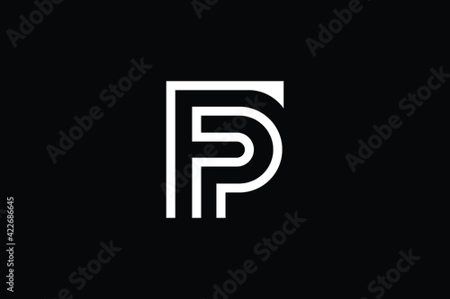 FP logo letter design on luxury background. PF logo monogram initials letter concept. FP icon logo design. PF elegant and Professional letter icon design on black background. F P PF FP