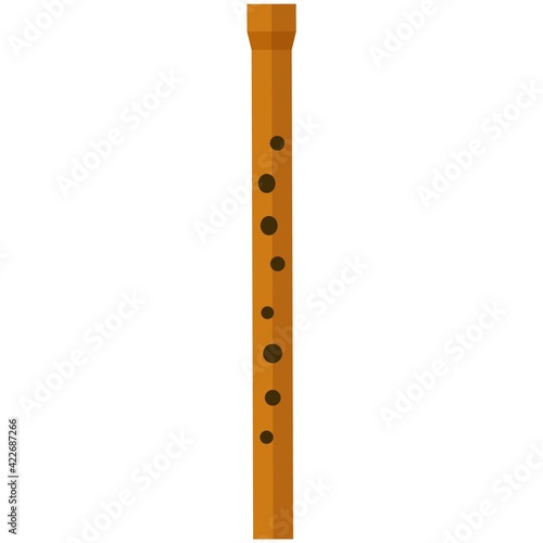Reedpipe flute music instrument vector isolated on white