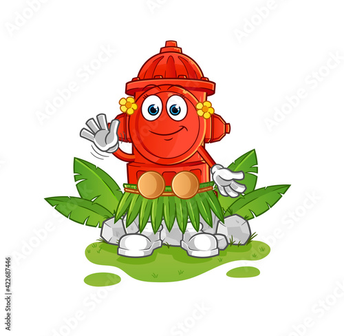 fire hydrant hawaiian waving character. cartoon mascot vector