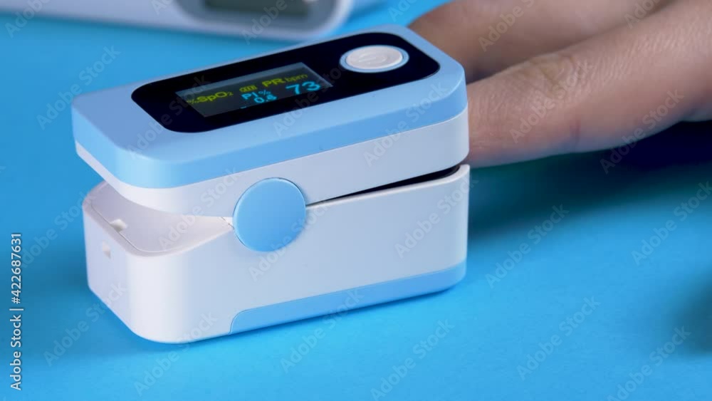 Bad medical results of SpO2 oxygen saturation on pulse oximeter device. Monitoring person's healthcare. Medical service and check patient. Nursing instruments, heath insurance Bad medical results of SpO2 oxygen saturation on pulse oximeter device. Monitoring person's healthcare. Medical service and check patient. Nursing instruments, heath insurance