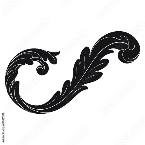 Vintage Baroque Victorian frame border floral ornament leaf scroll engraved retro flower pattern decorative design tattoo black and white Japanese filigree calligraphic vector heraldic swirl