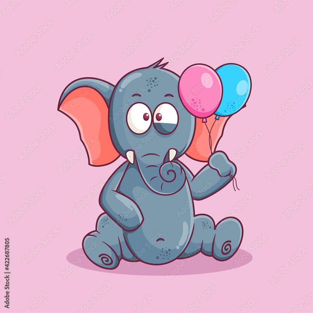 cute elephant cartoon holding balloon illustration cute elephant cartoon holding balloon illustration
