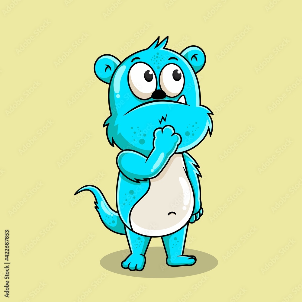Fototapeta premium cute blue monster cartoon illustration