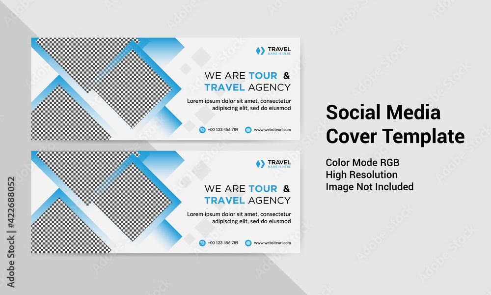 Travel and tour Facebook cover design template