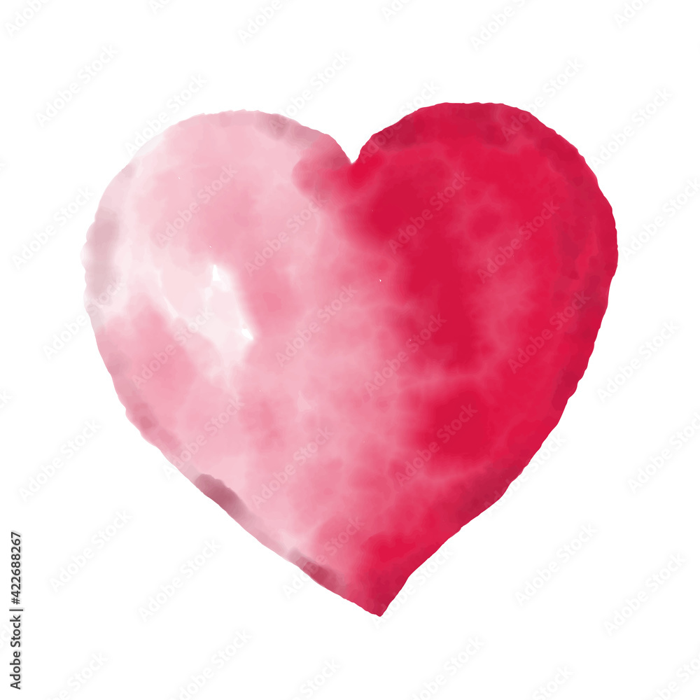 Watercolor beautiful vector heart on white background