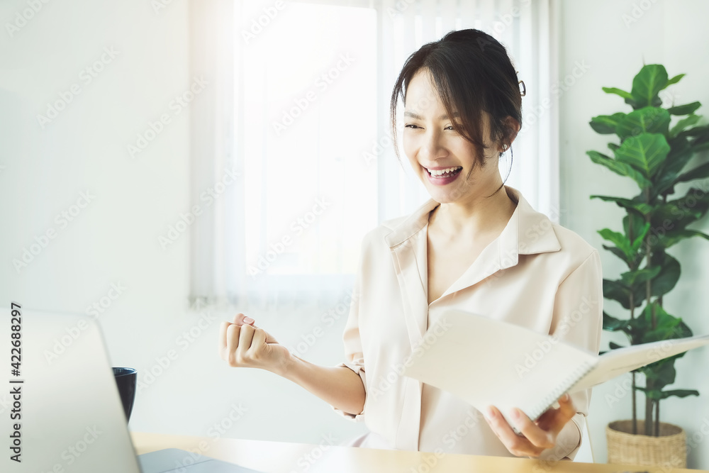 new normal, a businesswoman using computer to work for a company Via the internet on your desk at home. new normal, a businesswoman using computer to work for a company Via the internet on your desk at home.