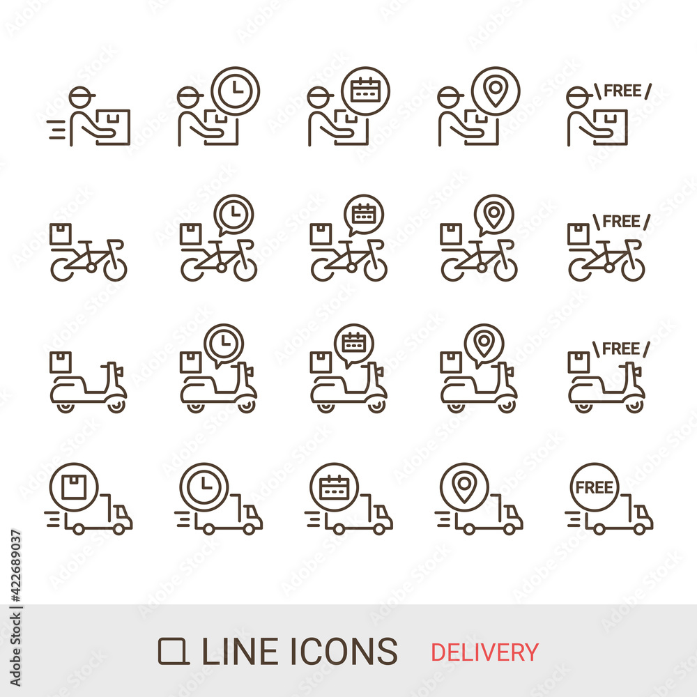 Ecサイトアイコン ショッピングガイド 配送 ラインアイコン Stock Vector Adobe Stock