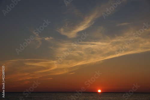 Sunset over Northumberland Strait from Pugwashin Nova Scotia Canada © Bennekom