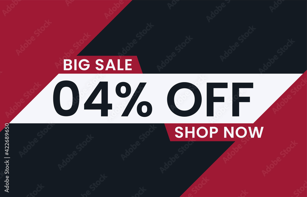Big Sale 4% Off Shop Now. 4 percent discount Special Offer Modern Banner