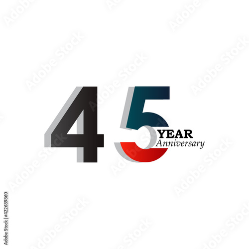 45 Years Anniversary Celebration Blue Color Vector Template Design Illustration
