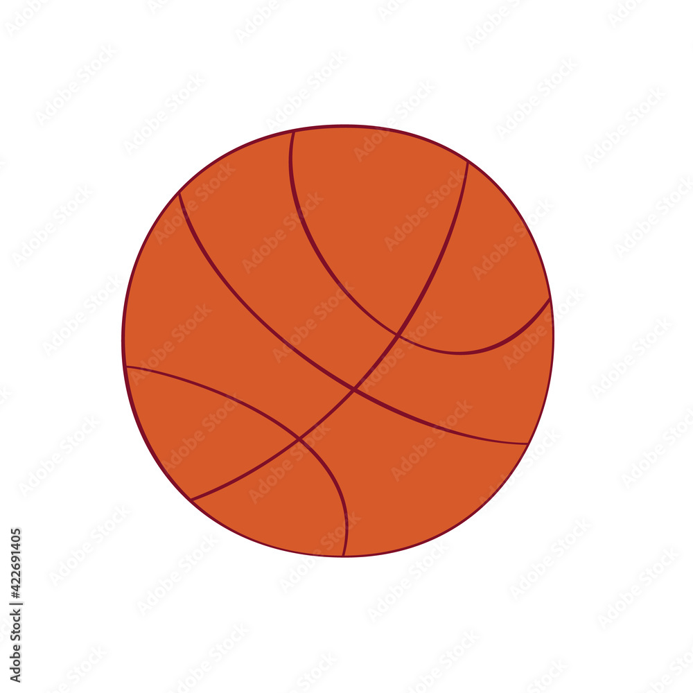 An outline jpeg illustration of an orange basketball ball isolated on white background. Designed in a classic black and white style for prints, wraps, as a coloring page for adults and kids.