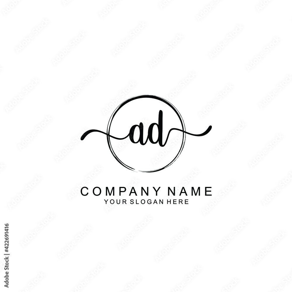 AD Initials handwritten minimalistic logo template vector AD Initials handwritten minimalistic logo template vector
