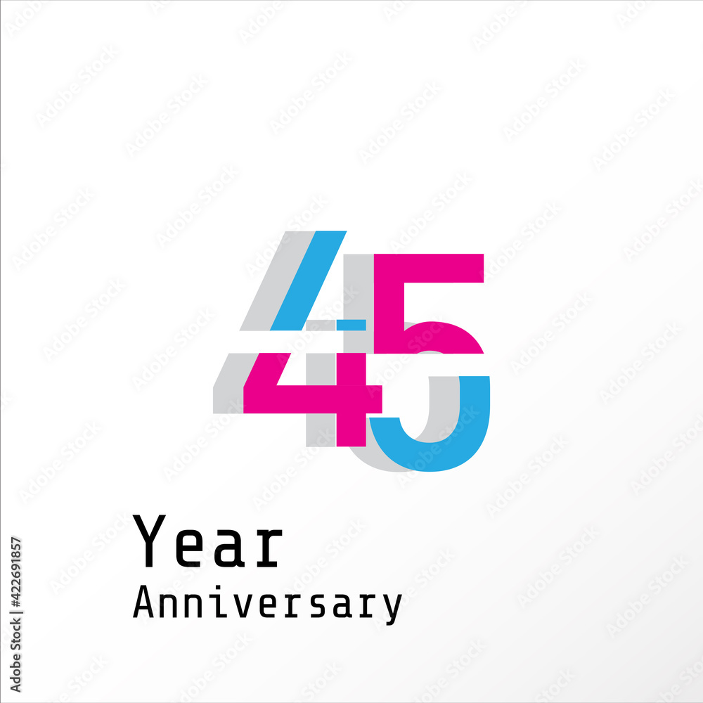 Fototapeta premium 45 Years Anniversary Celebration Color Vector Template Design Illustration