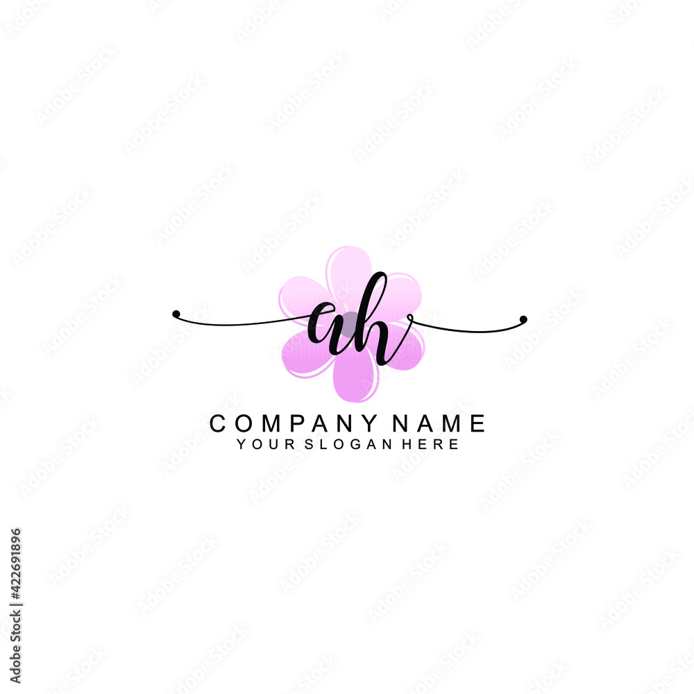 AH Initials handwritten minimalistic logo template vector AH Initials handwritten minimalistic logo template vector