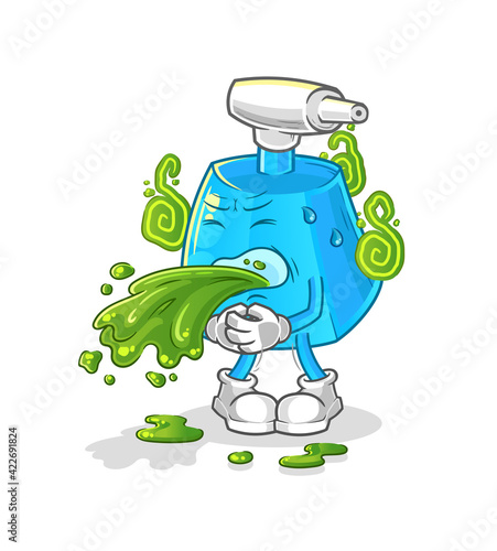 cleaning spray throw up cartoon. cartoon mascot vector