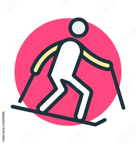 Skiing Vector Icon