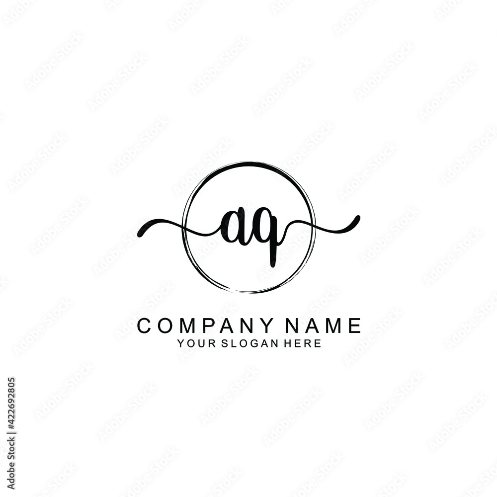AQ Initials handwritten minimalistic logo template vector AQ Initials handwritten minimalistic logo template vector