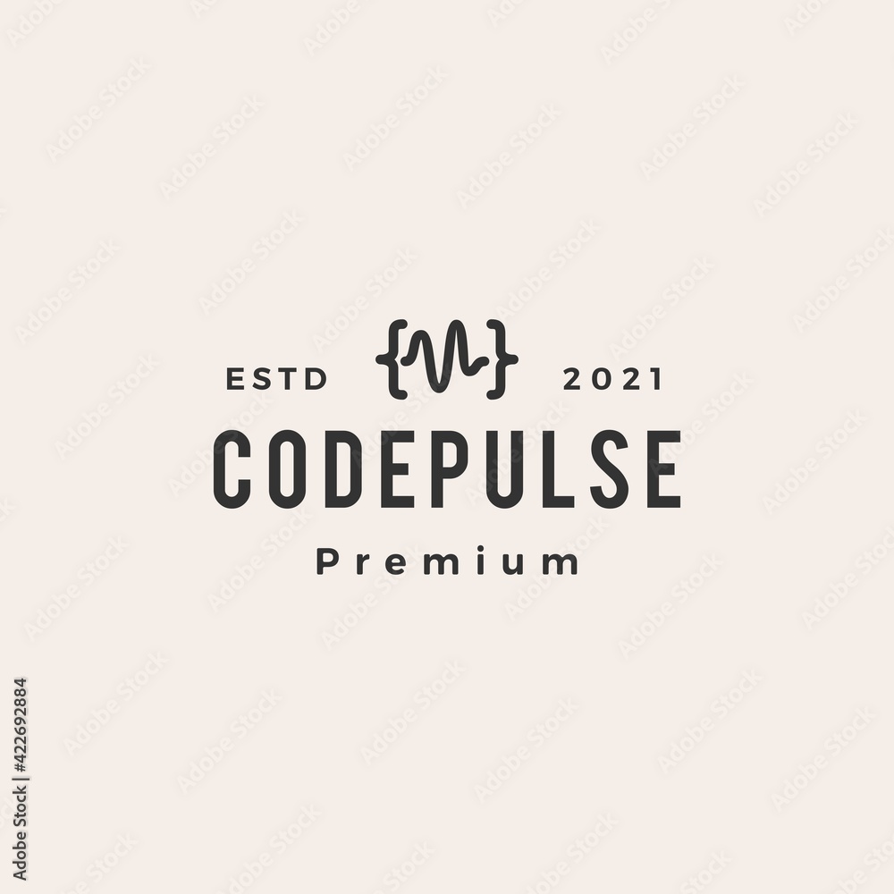 Fototapeta premium code pulse hipster vintage logo vector icon illustration