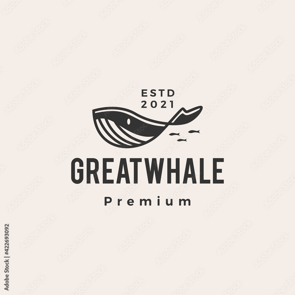 Obraz premium great whale hipster vintage logo vector icon illustration