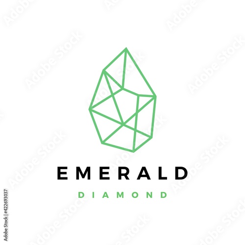 emerald diamond gem stone logo vector icon illustration