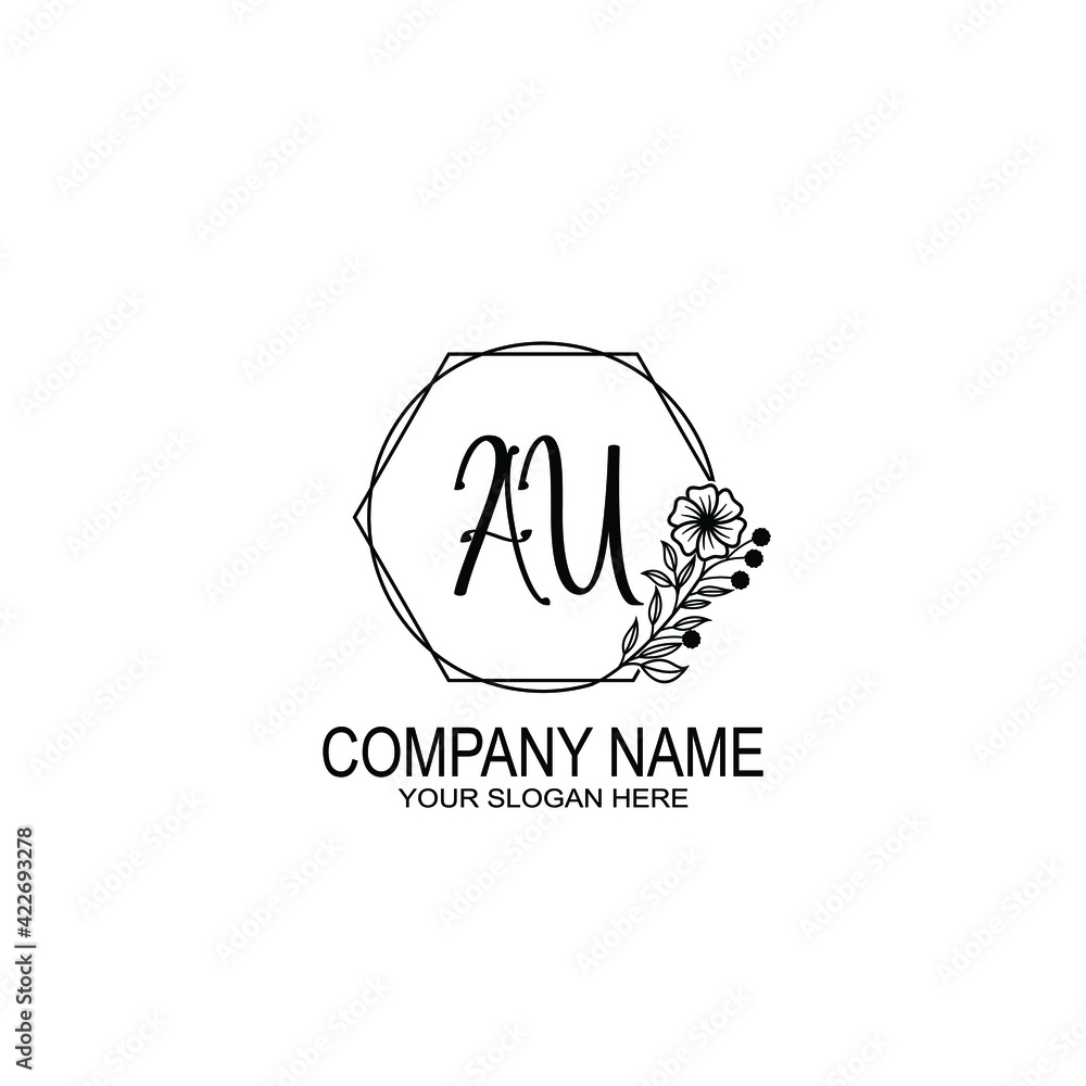 AU Initials handwritten minimalistic logo template vector AU Initials handwritten minimalistic logo template vector