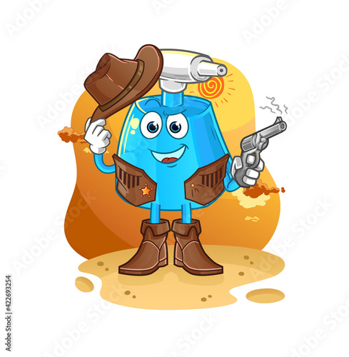 cleaning spray cowboy with gun character vector