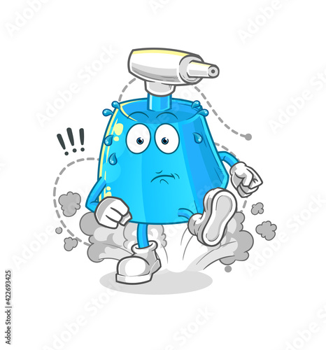 cleaning spray running illustration. character vector