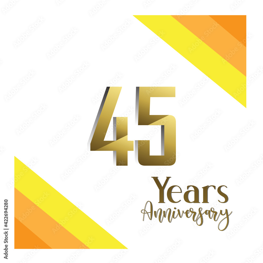 45 Years Anniversary Celebration Gold Black Background Color Vector Template Design Illustration 45 Years Anniversary Celebration Gold Black Background Color Vector Template Design Illustration