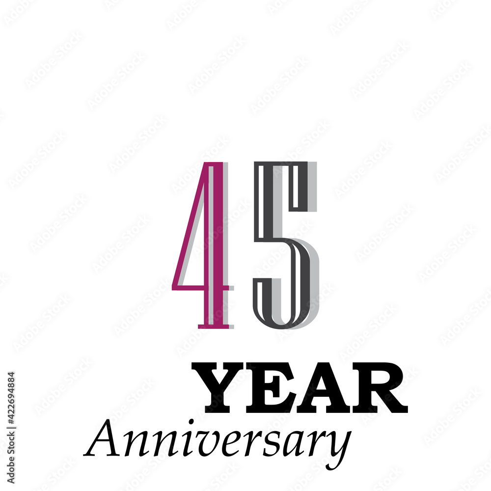 Fototapeta premium 45 Years Anniversary Celebration Rainbow Color Vector Template Design Illustration
