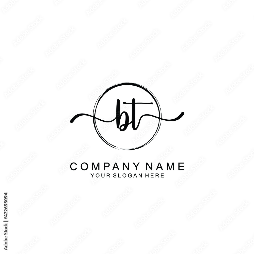 BT Initials handwritten minimalistic logo template vector BT Initials handwritten minimalistic logo template vector