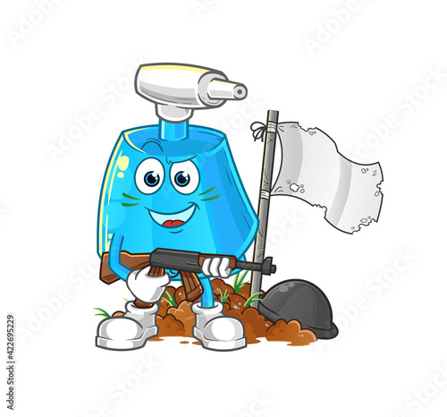cleaning spray army character. cartoon mascot vector