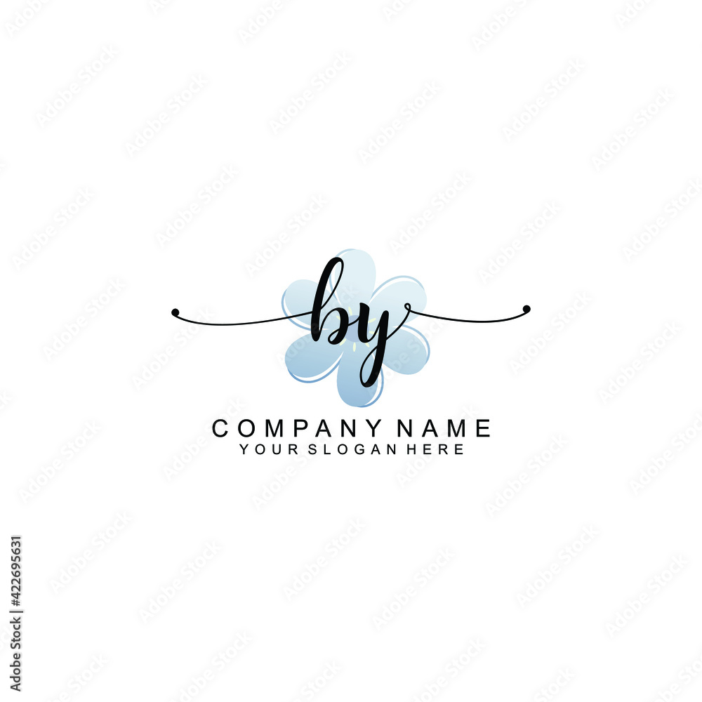 BY Initials handwritten minimalistic logo template vector BY Initials handwritten minimalistic logo template vector