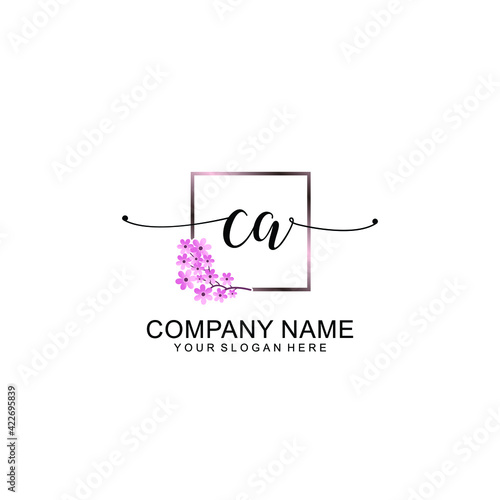 CA Initials handwritten minimalistic logo template vector