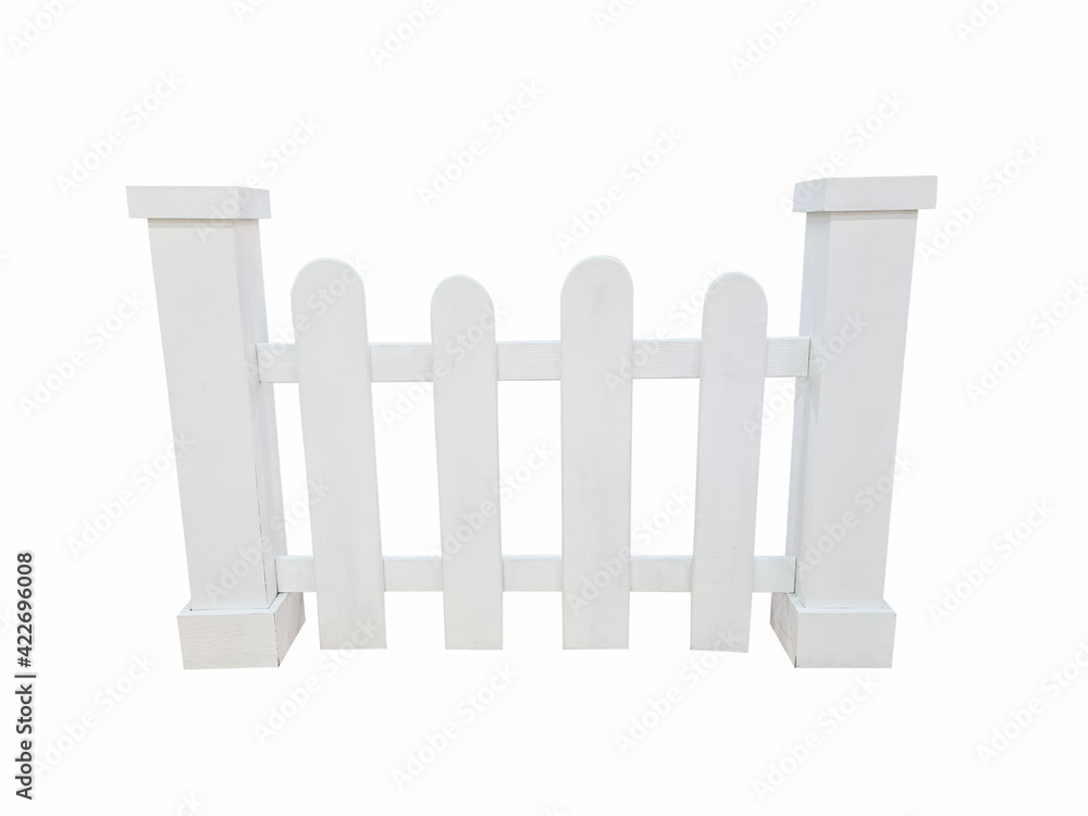 White wooden fence isolated on a white background. There are clipping ...